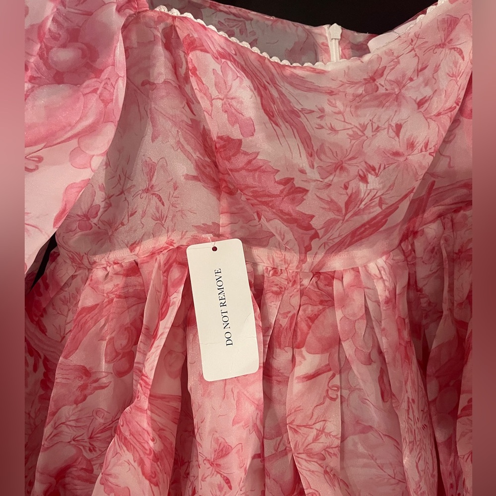 Selkie Pink Floral Puff-Sleeve Mini Dress - Picture 7 of 7